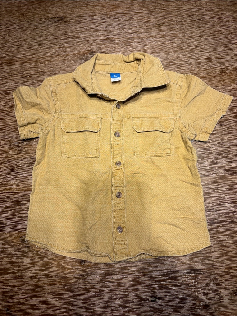 OLD NAVY - Kids Short-Sleeve Button-Up Tan Shirt